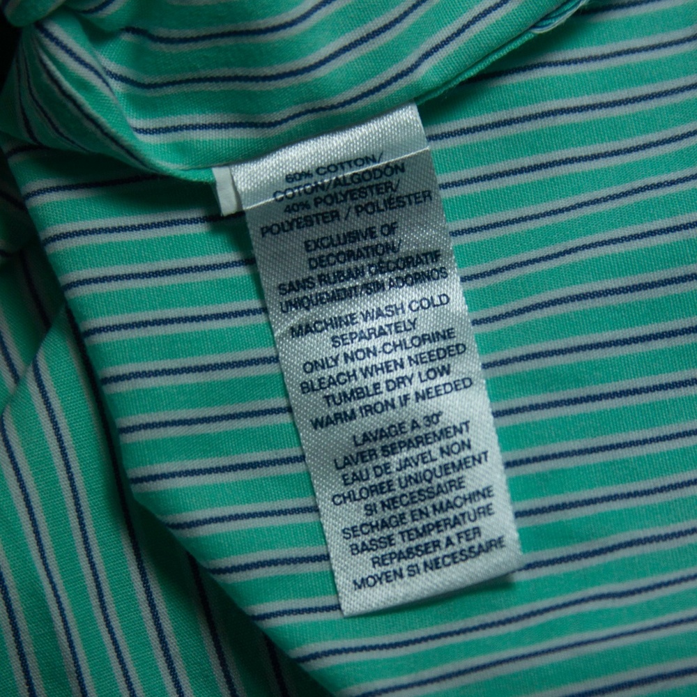ChapS XXL Green short sleeve Stripe shirt "EUC" - Picture 7 of 7